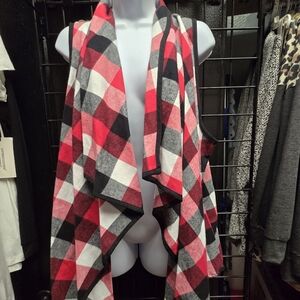 Red Plaid Vest NWOT